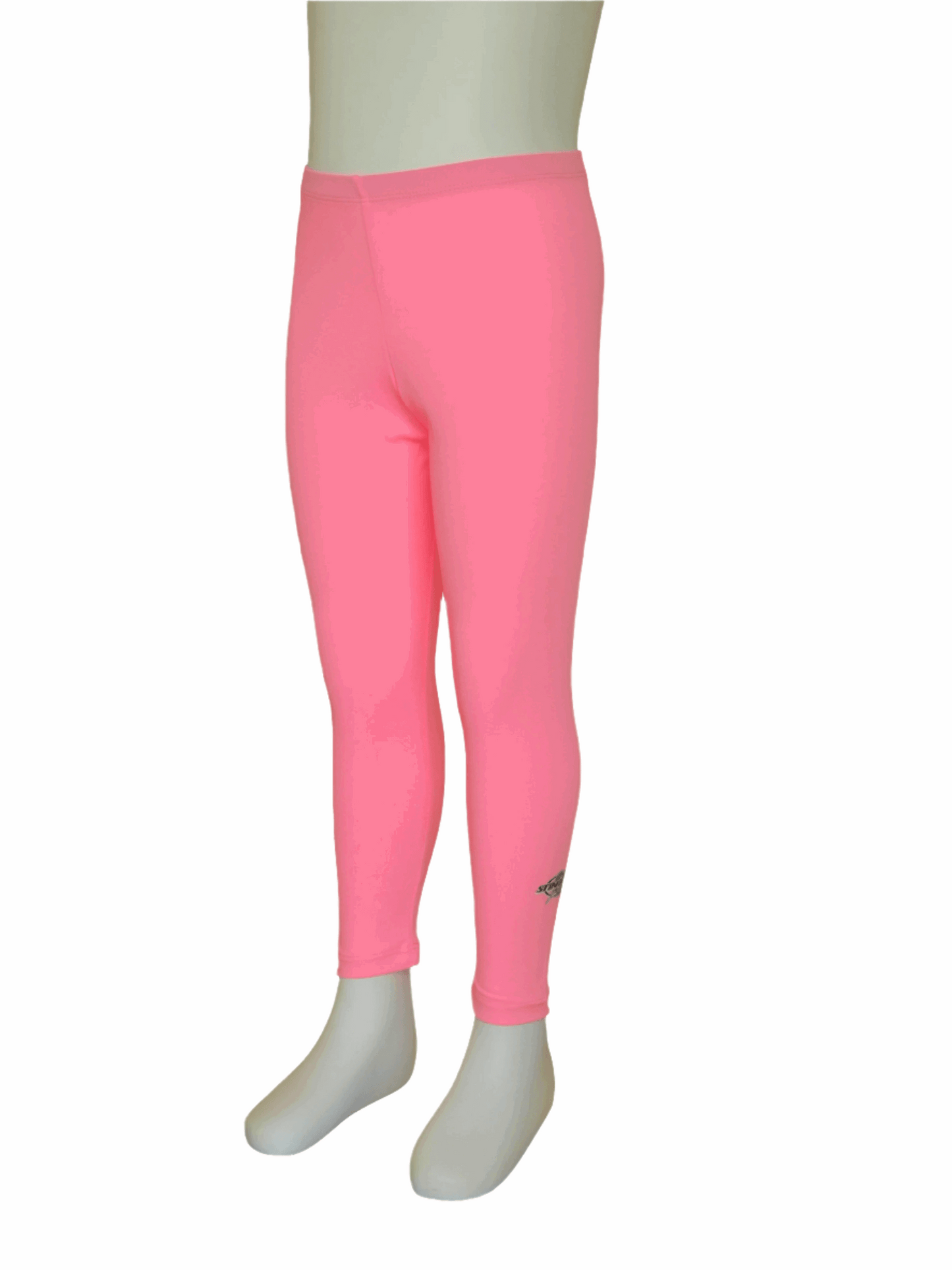 Pink Stingray Toddler Kids' Swim Leggings UPF 50+, showcasing their soft, chlorine-resistant fabric and superior sun protection.