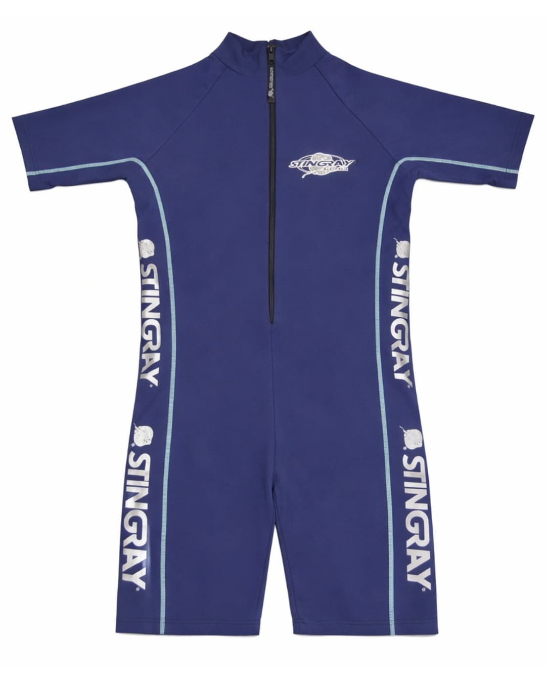 Stingray Short Sleeve Sunsuit UPF 50+ - equatorsun - flat lay in navy