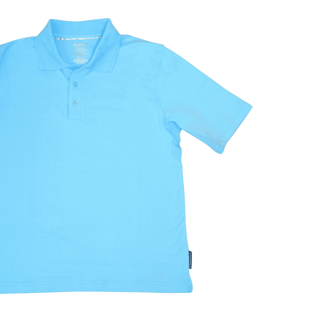 Front view of adult UPF 50+ polo shirt
