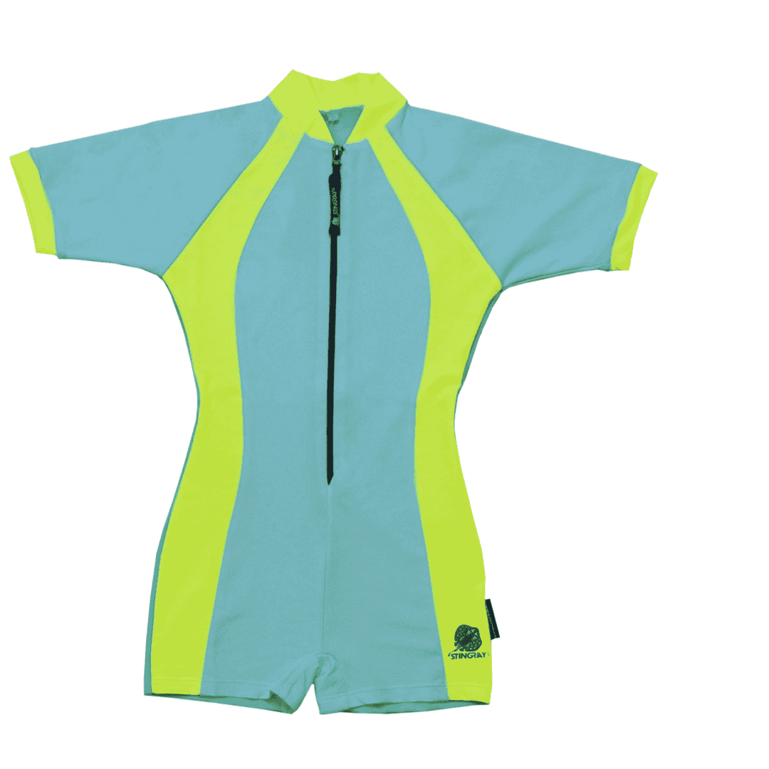 kids upf sun protection suit laying flat
