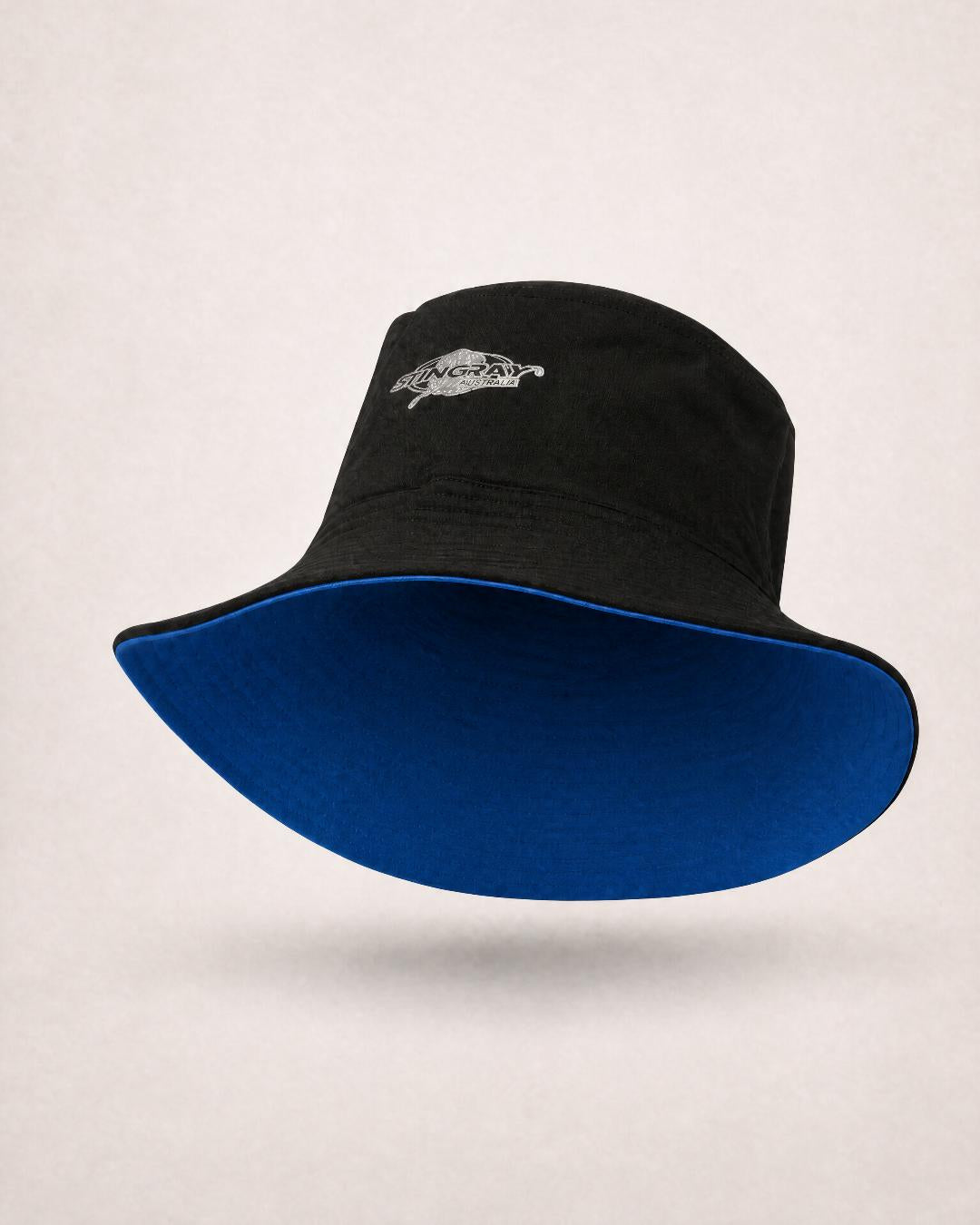 Adult Reversible UV Bucket Hat UPF 50+ Black Ocean Blue