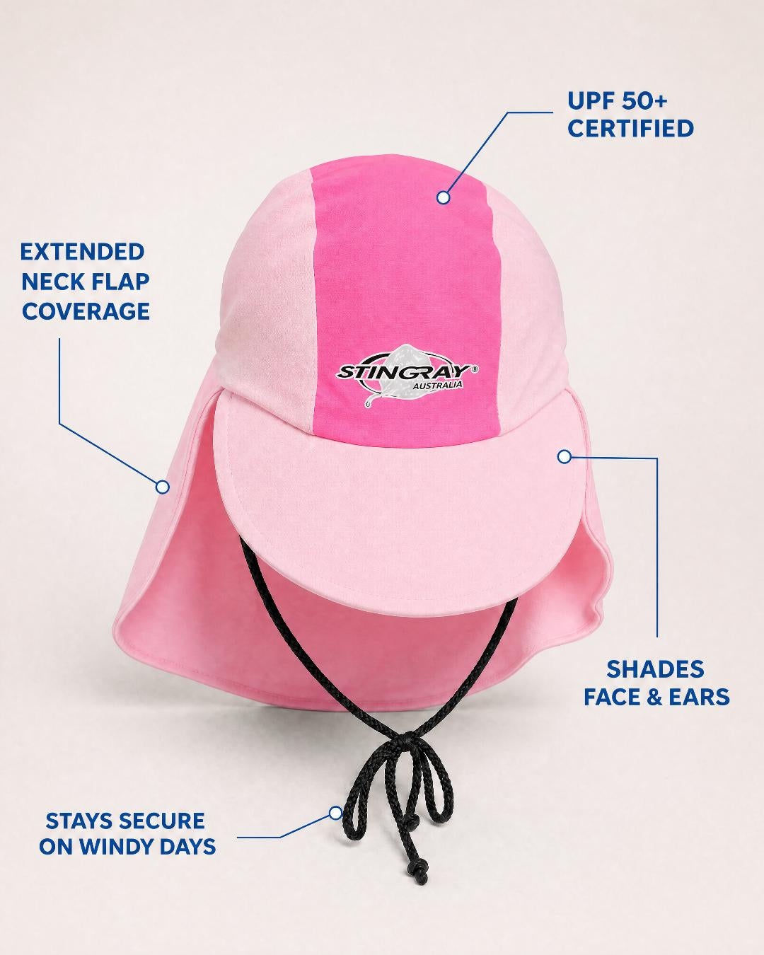 Annotated Features Baby and Toddler UV Legionnaire Cap UPF 50+ in Studio Pink