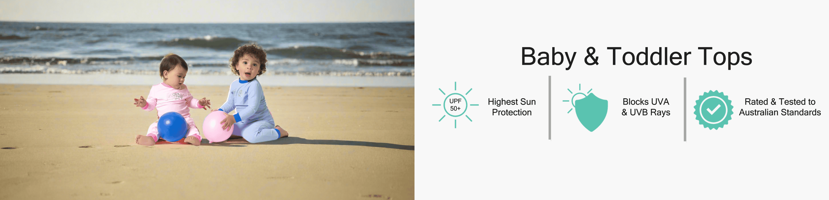Shop the full range of Stingray baby and toddler UV sun protective tops, rated UPF 50+ to offer the maximum sun protection.