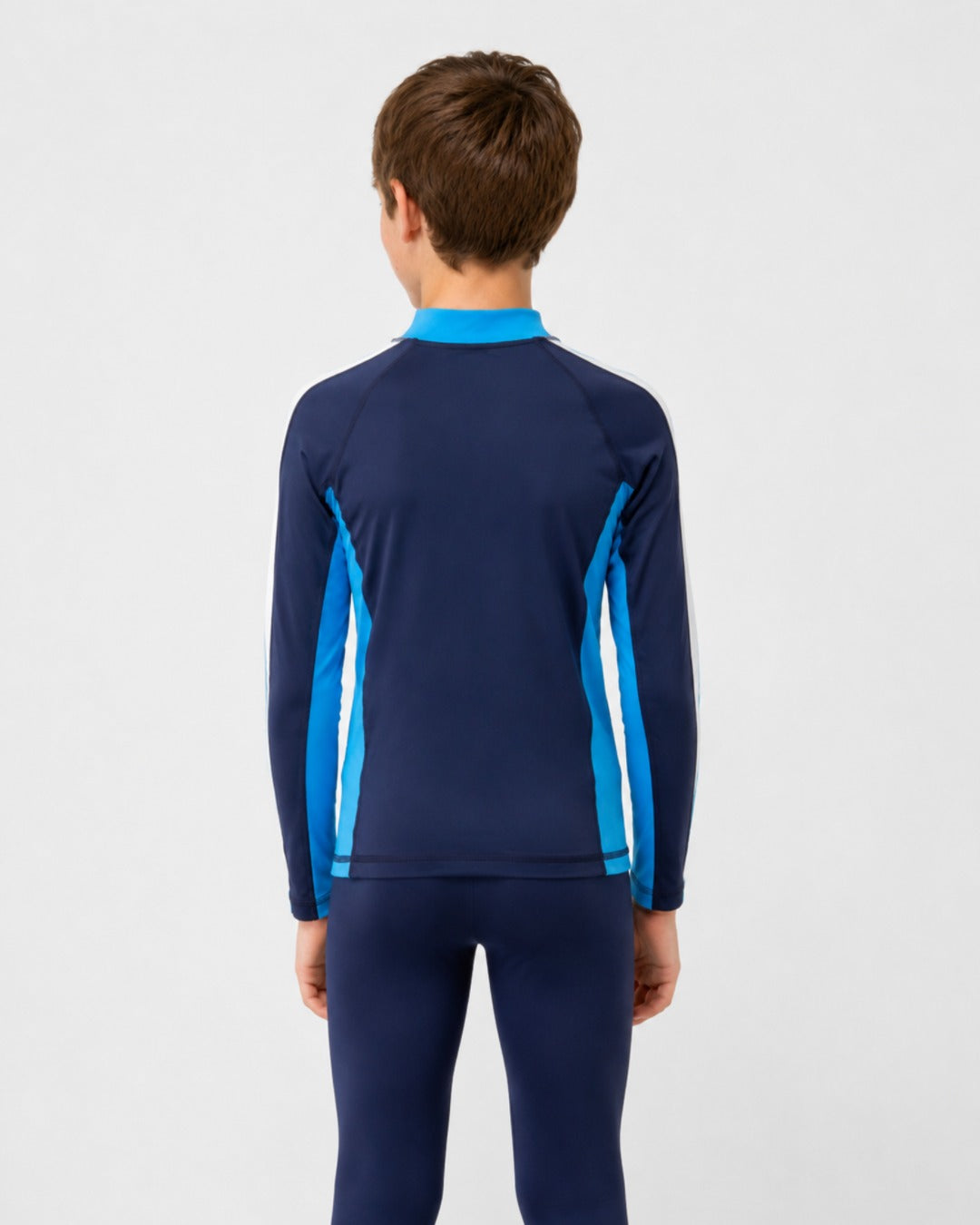 Back of 14 Year Old Boy - Navy Blue White