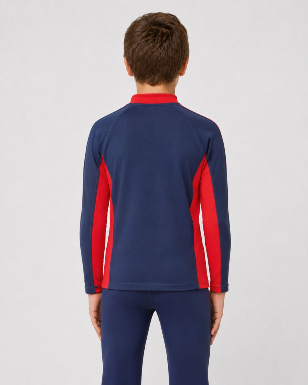 Back of 14 Year Old Boy - Navy Red White