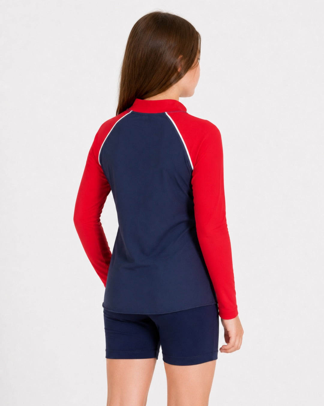 Back of 8 Year Old Girl - Navy Red