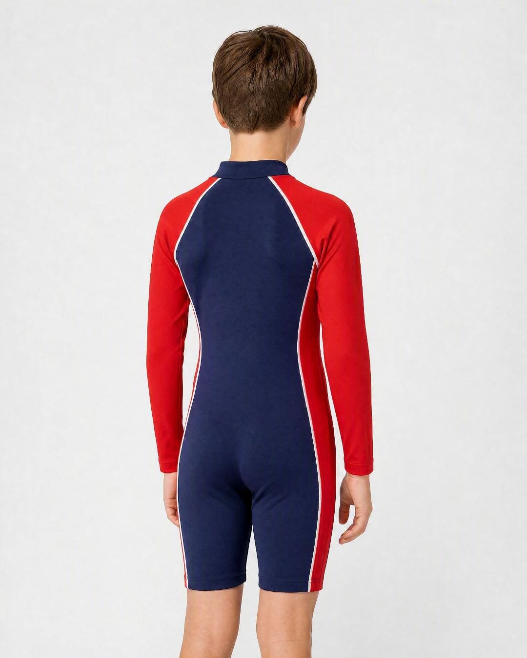 Back of 8 year old boy Navy Red