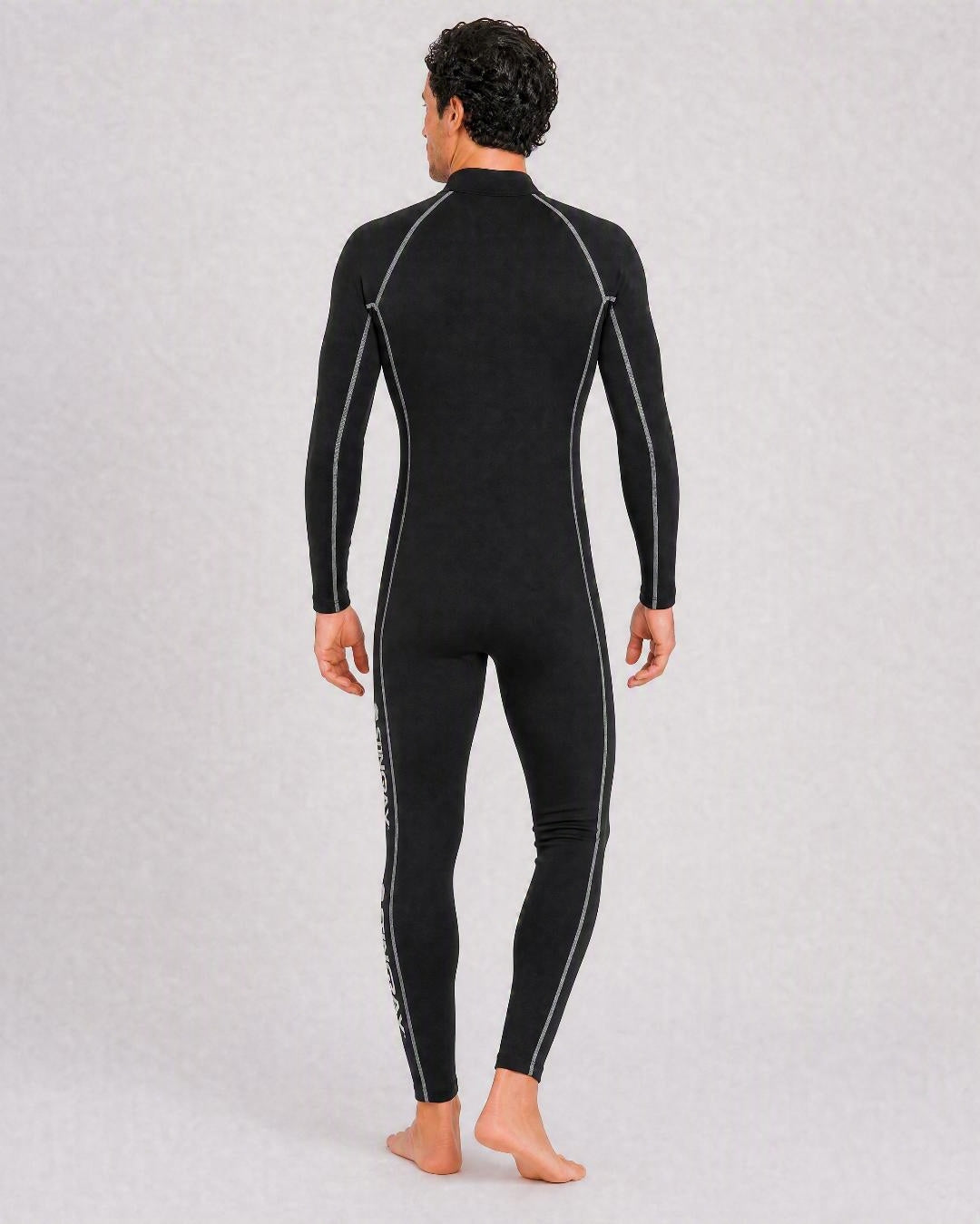 Back of Full Body UV Swimsuit UPF 50+ - Black - Mens