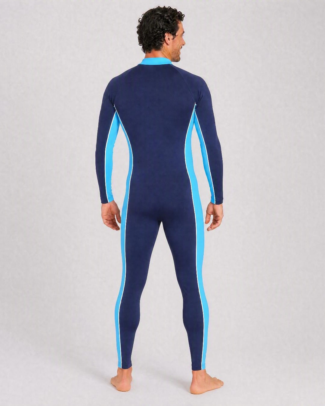 Back of Full Body UV Swimsuit UPF 50+ - Navy Azure - Mens