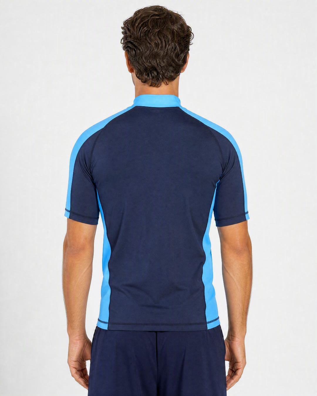 Back of Mens Navy Azure White UV Rash Shirt