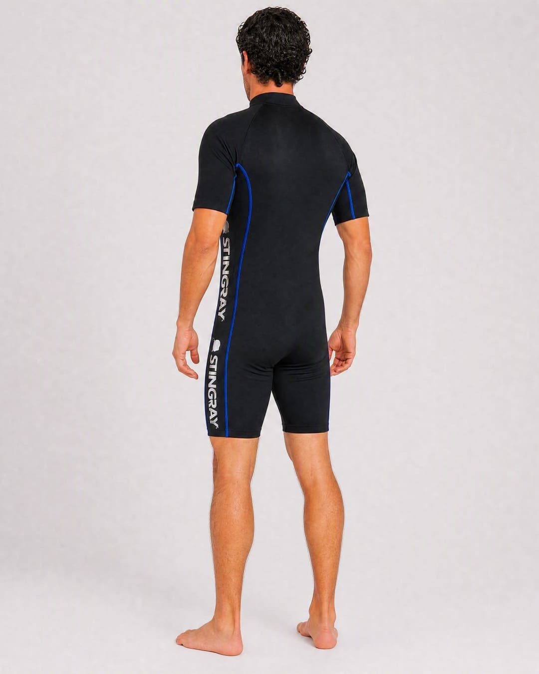 Back of Mens Short Sleeve UV Sunsuit UPF 50+ - Black