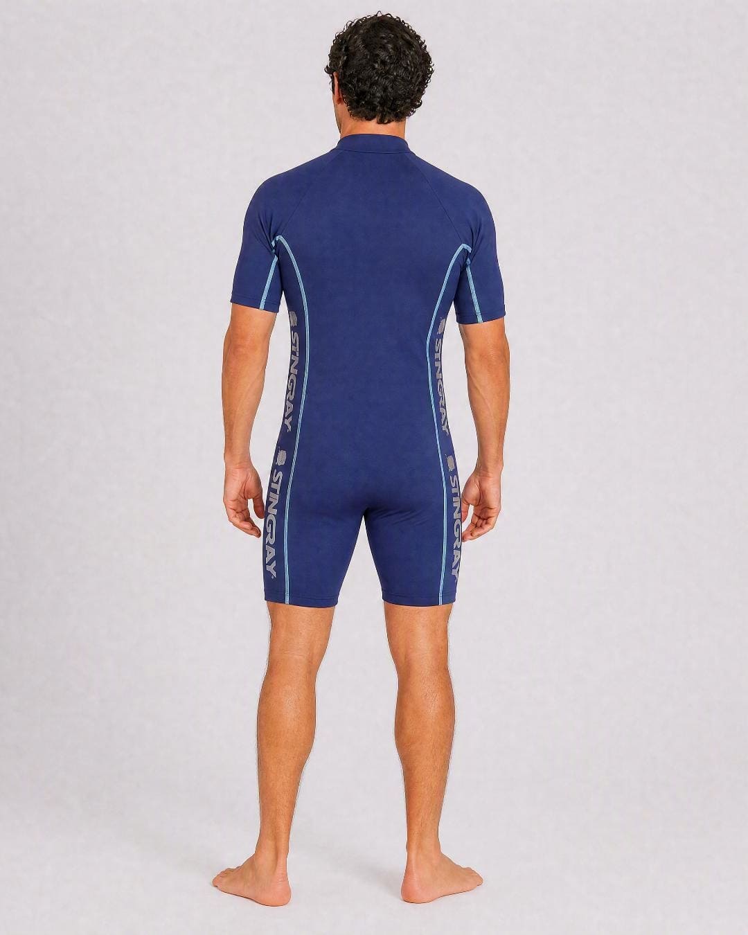 Back of Mens Short Sleeve UV Sunsuit UPF 50+ - Navy