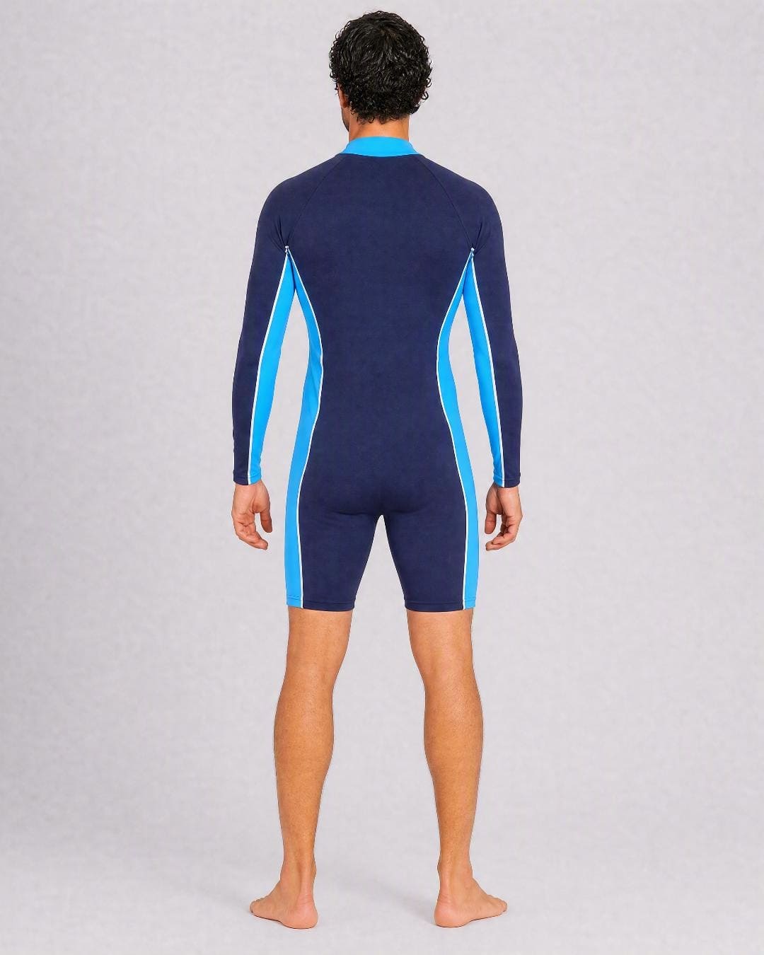 Back of ST200AL Mens Long Sleeve UV Swimsuit UPF 50+ - Mens - Navy Azure