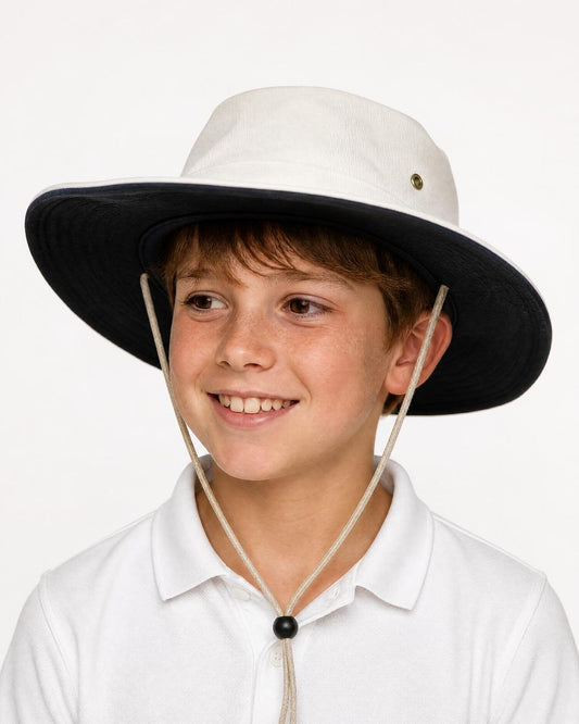 Boy wearing UV cricket hat UPF 50+