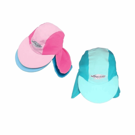 Best Stingray Baby & toddler Legionnaire Cap with UPF 50+ sun protection, featuring a protective neck and face flap made from chlorine-resistant fabric.