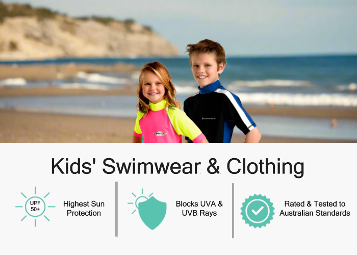 Shop the full range of Stingray kids' UV sun protective clothing. Featuring fun and comfortable sun protection gear for children, including UV protection swimwear, shirts, and hats. Designed with UPF 50+ to block harmful UVA and UVB rays, ensuring safe outdoor play.