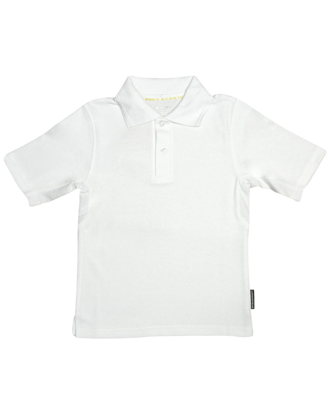 White upf 50+ polo shirt on a white background