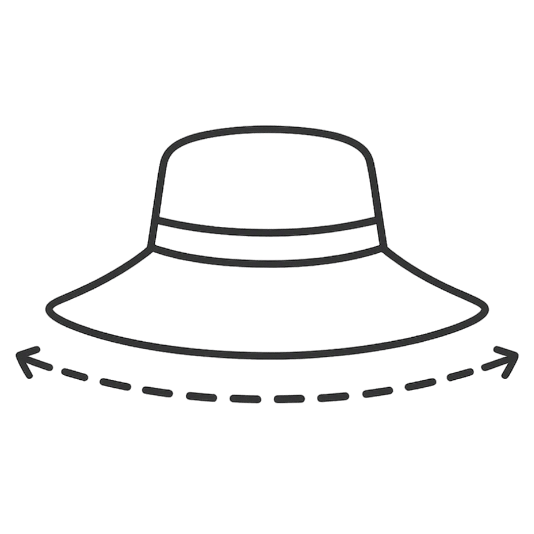 Icon showing the hat has a wide brim