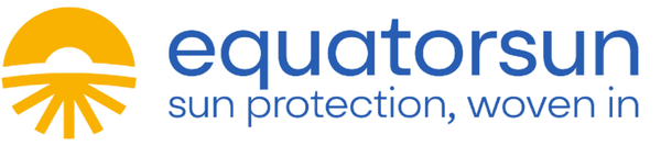 equatorsun logo and text with tagline "sun protection, woven in"