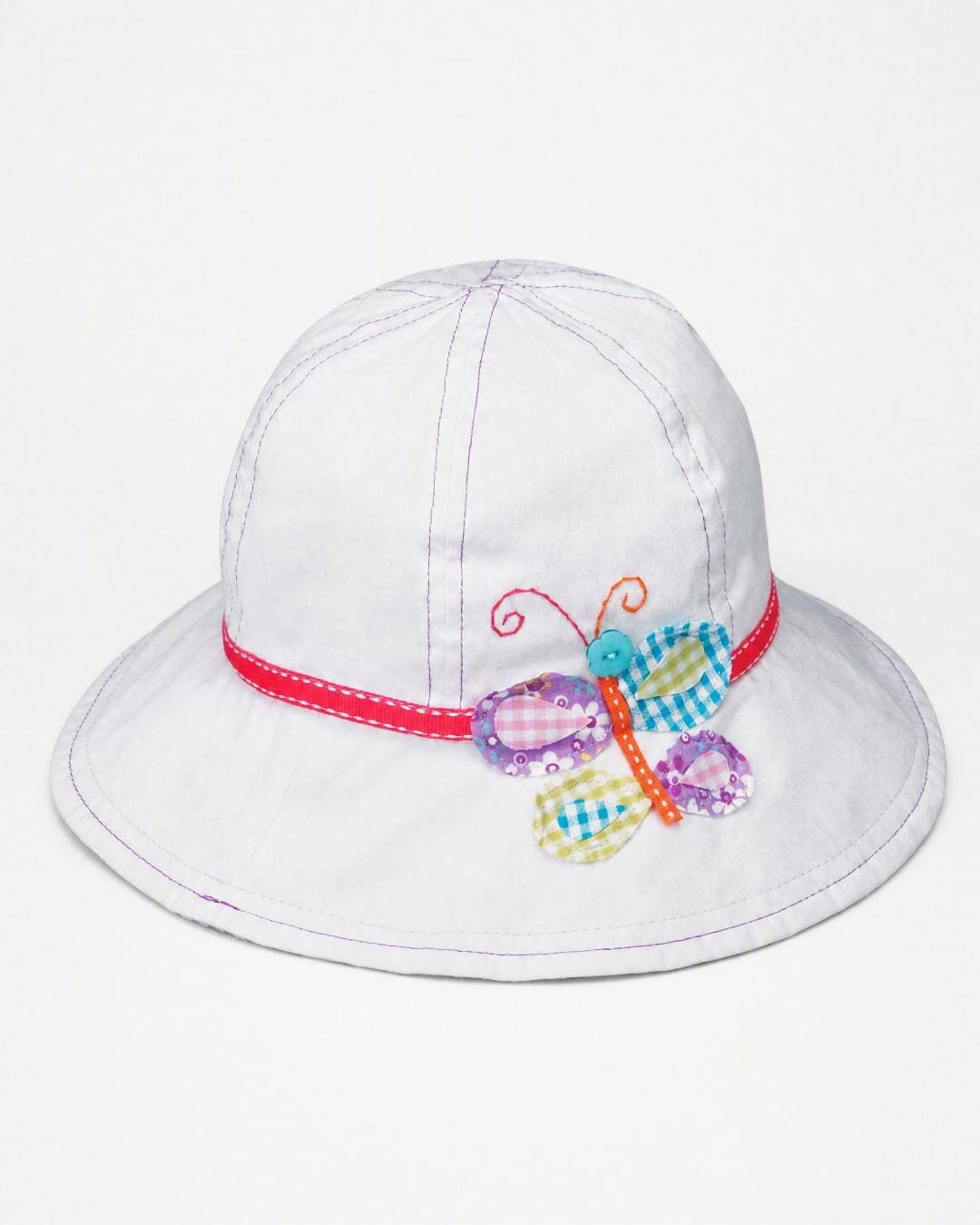 Kids Wallaroo Sophia Sun Hat in white UPF 50+ in a studio