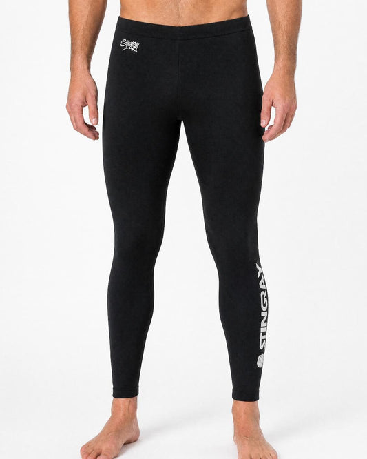 Man wearing black Stingray UV leggings/tights UF 50+ in white studio