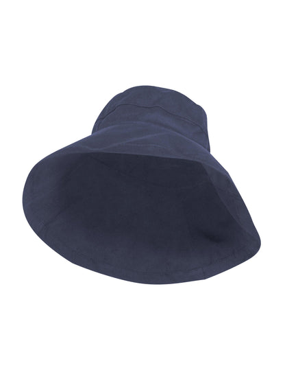 Navy Stingray Women's Sun Hat with 4-inch wide brim and UPF 50+ sun protection. Fully-lined 100% cotton wide-brimmed sun hat with adjustable interior drawstring.