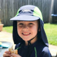 Review pic: child wearing UPF 50+ legionnaire sun hat