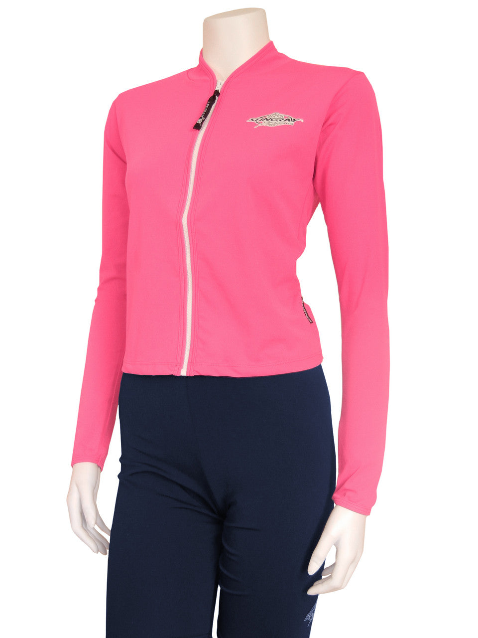 Fuchsia Stingray Women's Zipped Long Sleeve Jacket with front zip, providing UPF 50+ sun protection.