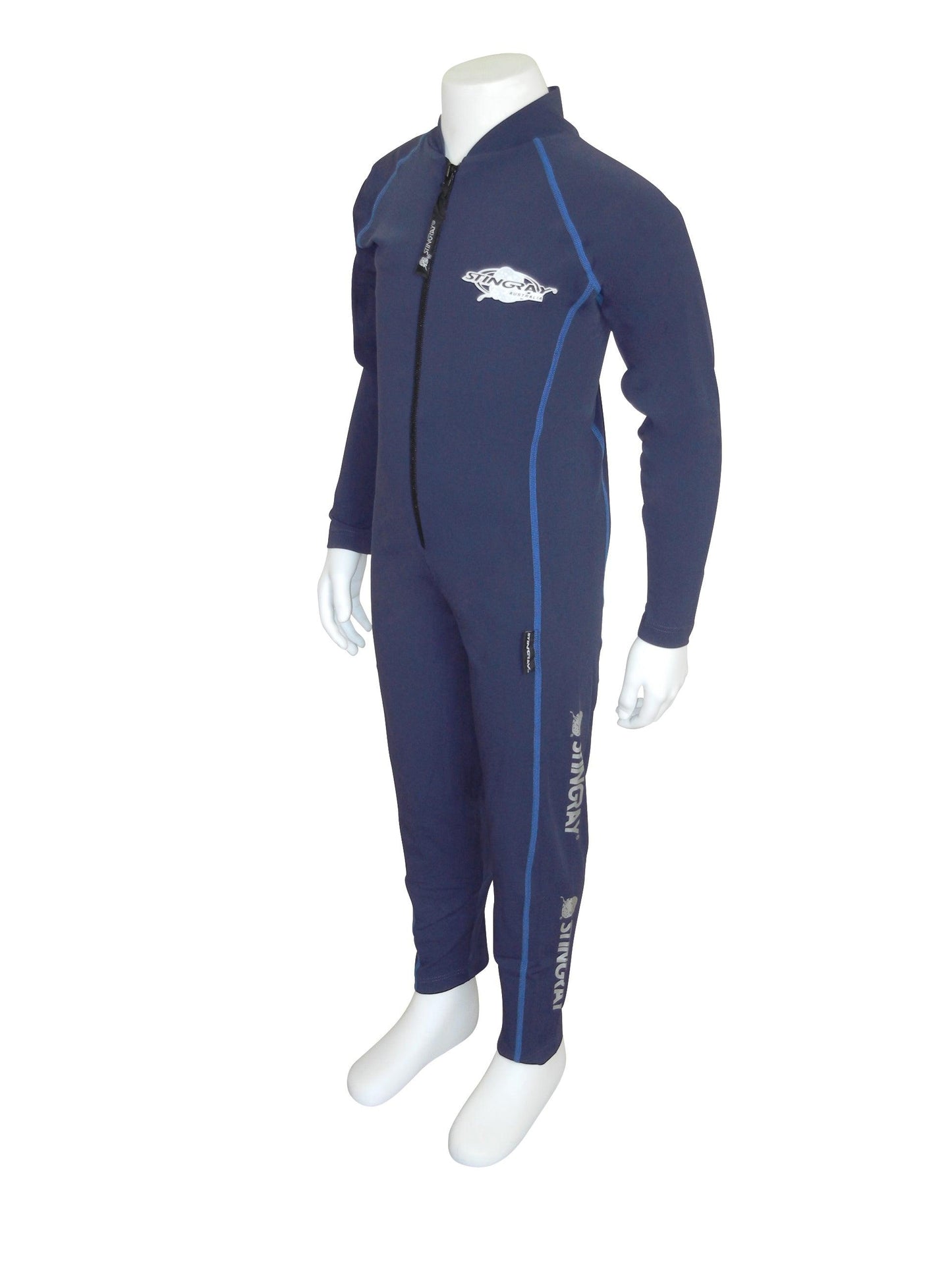 Navy with blue stitching Stingray Toddler Kids' Full-Body Stinger Sunsuit - Sport Style, offering UPF 50+ sun protection and sleek design for swimming and outdoor activities.