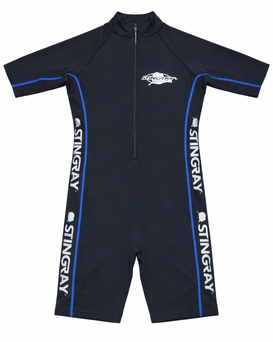 Stingray Short Sleeve Sunsuit UPF 50+ - equatorsun - flat lay in black