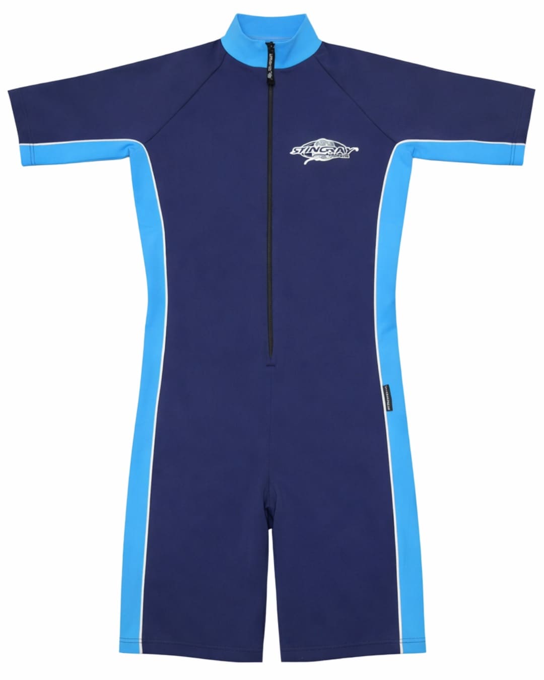 Stingray Short Sleeve Sunsuit UPF 50+ - equatorsun - flat lay in navy and azure