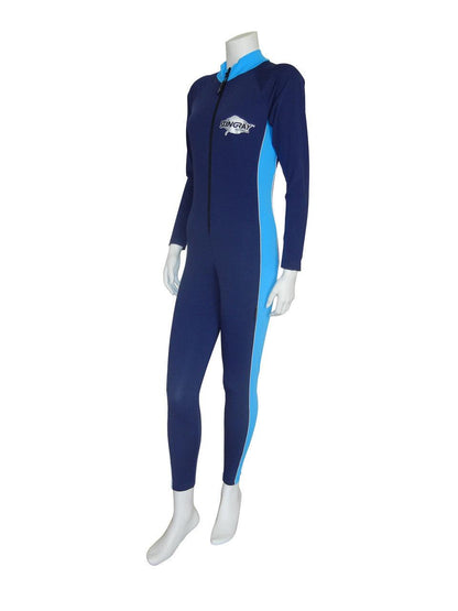 Best navy and azure Stingray unisex full-body stinger sunsuit with UPF 50+ sun protection. This swim suit offers full-body coverage with durable chlorine-resistant fabric.