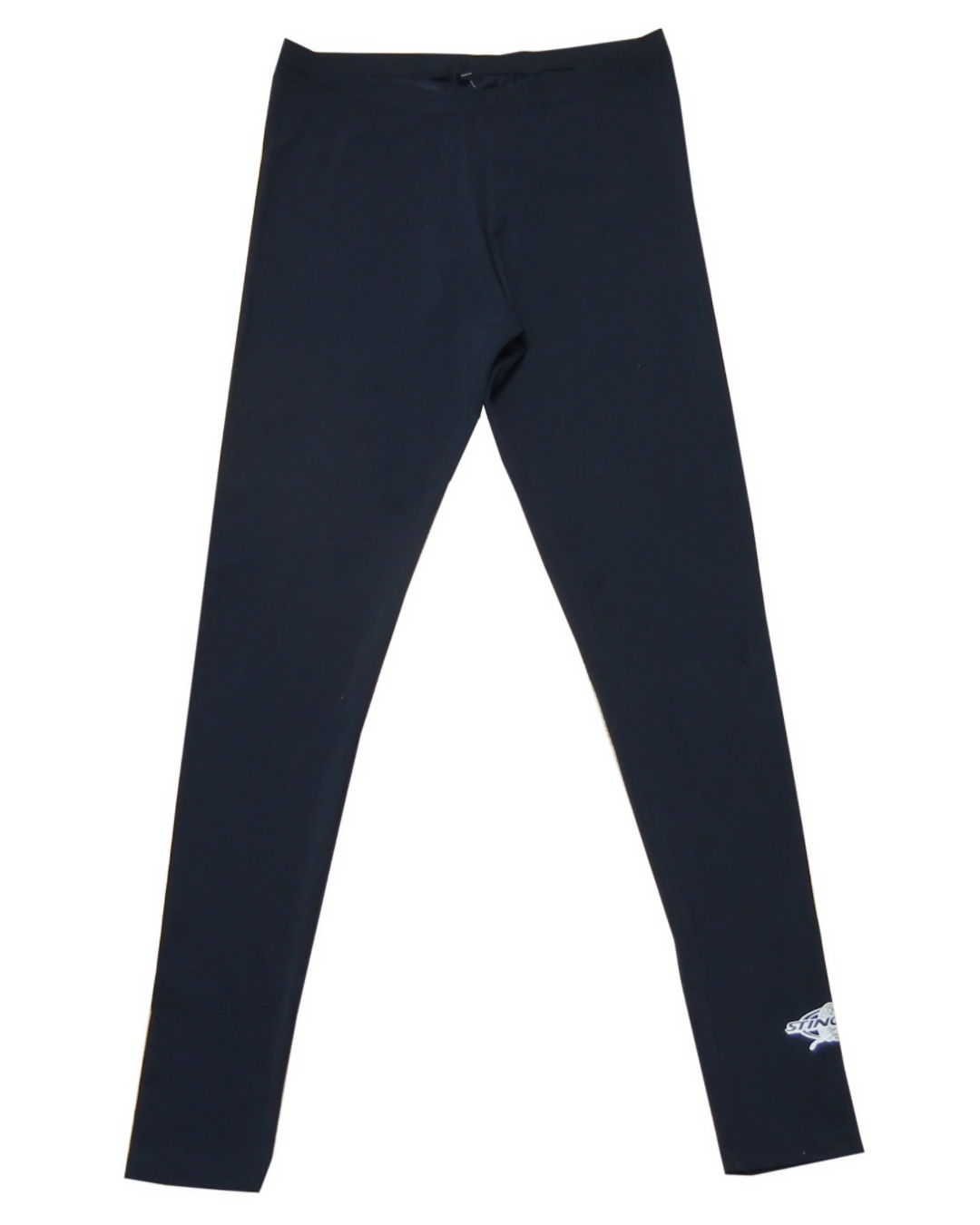 Best black Stingray adult unisex swim leggings with UPF 50+ sun protection, made from chlorine-resistant fabric, featuring an elastic waist for comfort.