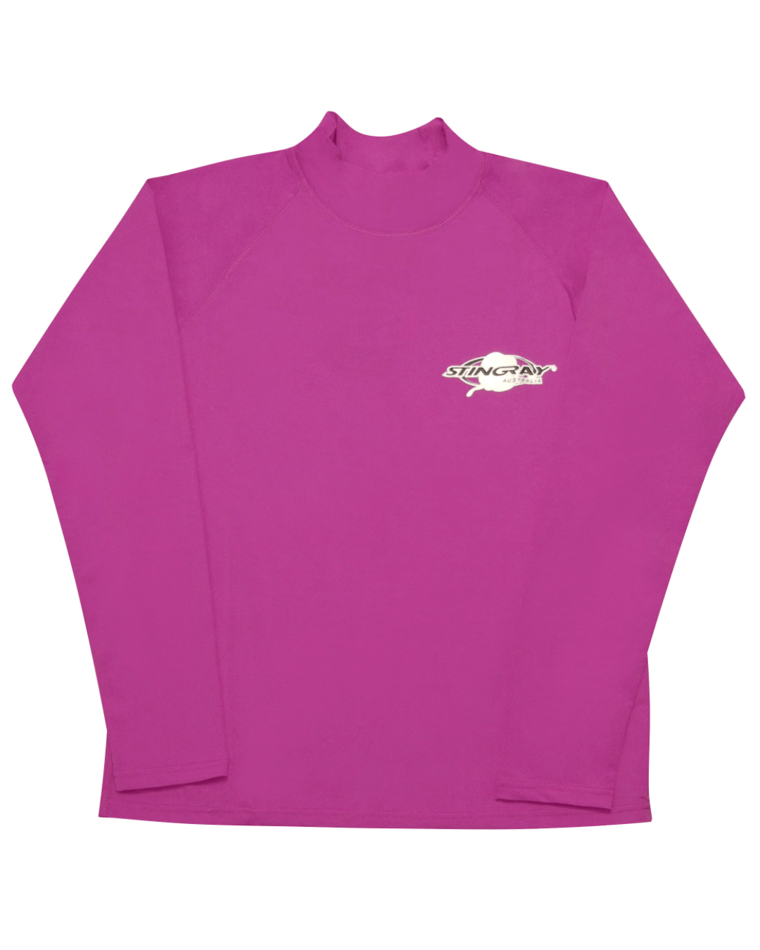Stingray purple unisex long sleeve rash shirt with UPF 50+ sun protection.