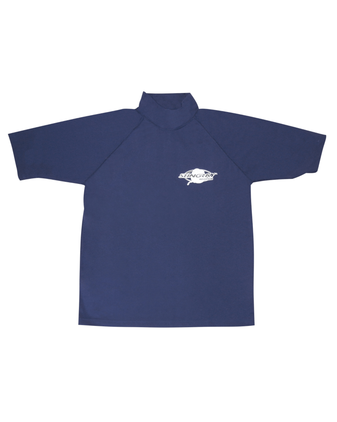 Navy UPF 50+ rash shirt flat lay