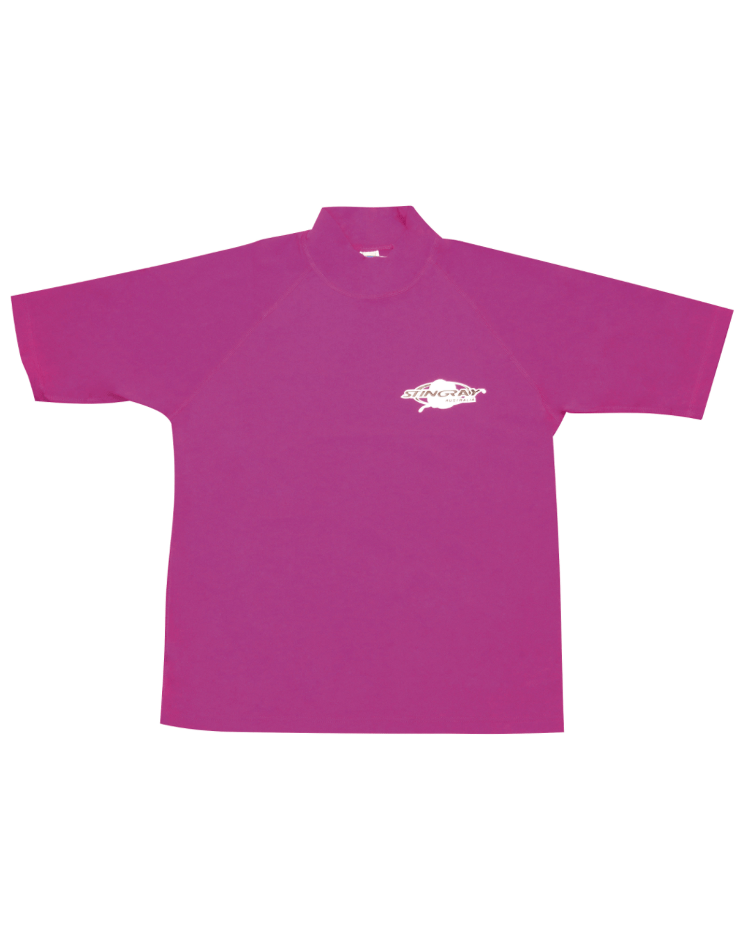 Purple UPF 50+ rash shirt flat lay