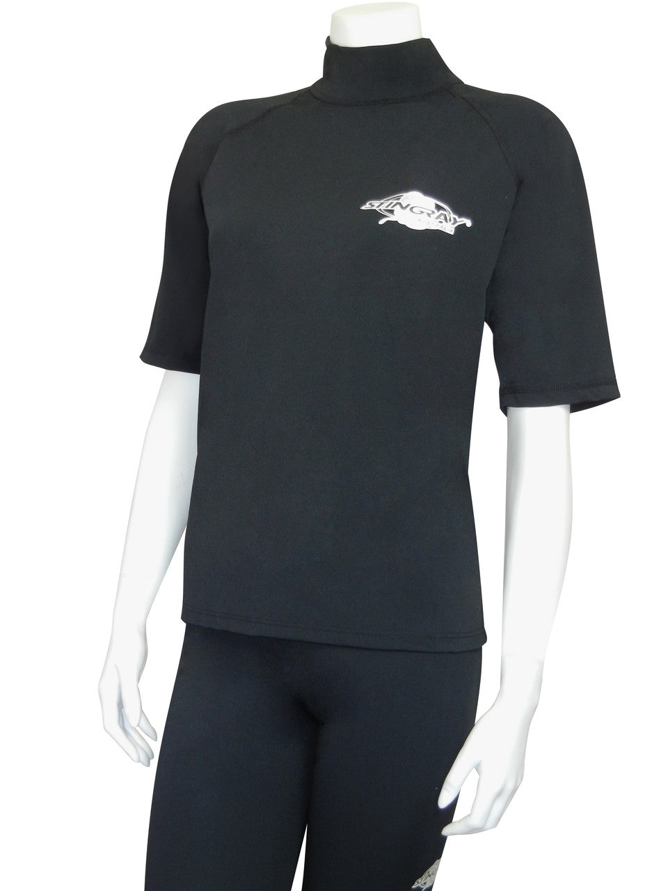 Best black Stingray unisex adult short sleeve rash shirt with UPF 50+ sun protection, made from chlorine-resistant fabric for outdoor and water activities.