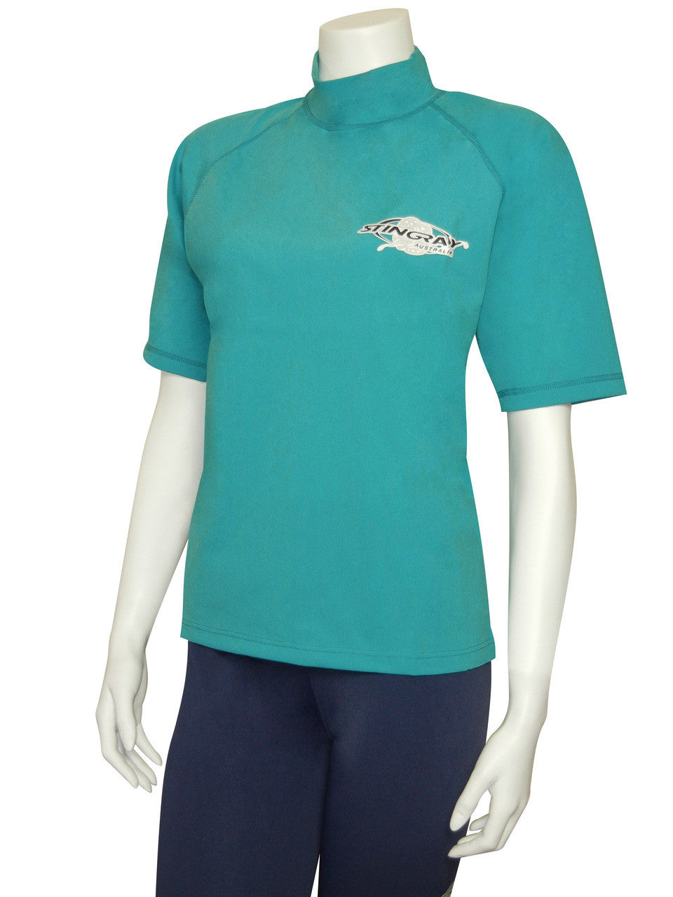 Best topaz Stingray unisex adult short sleeve rash shirt with UPF 50+ sun protection, made from chlorine-resistant fabric for outdoor and water activities.