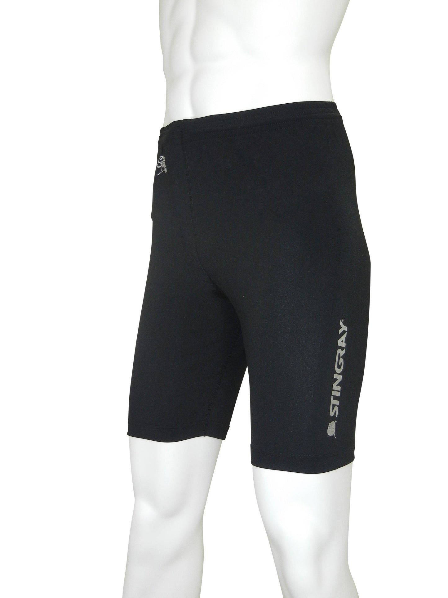 Best black dual logo Stingray Men's Swim Shorts UPF 50+, made from chlorine-resistant fabric and providing excellent sun protection for swimming and outdoor activities.