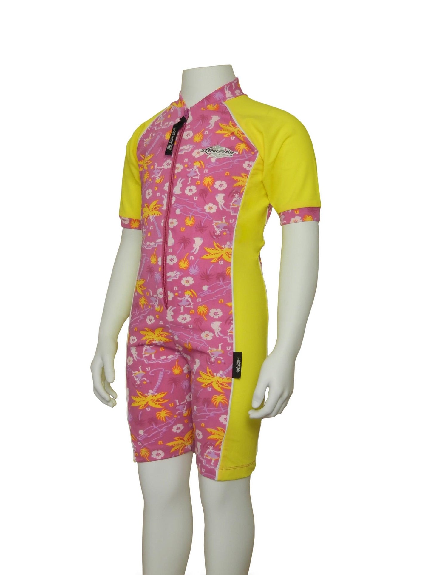 Hawaii Stingray Toddler Short Sleeve Sunsuit UPF 50+, offering full-body coverage and blocking over 97.5% of harmful UV rays. Perfect for swimming and outdoor activities.