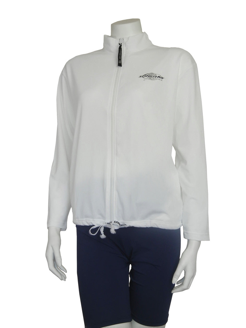 Stingray white durable, quick-drying UPF 50+ long sleeve jacket offering maximum sun protection for outdoor and everyday use.