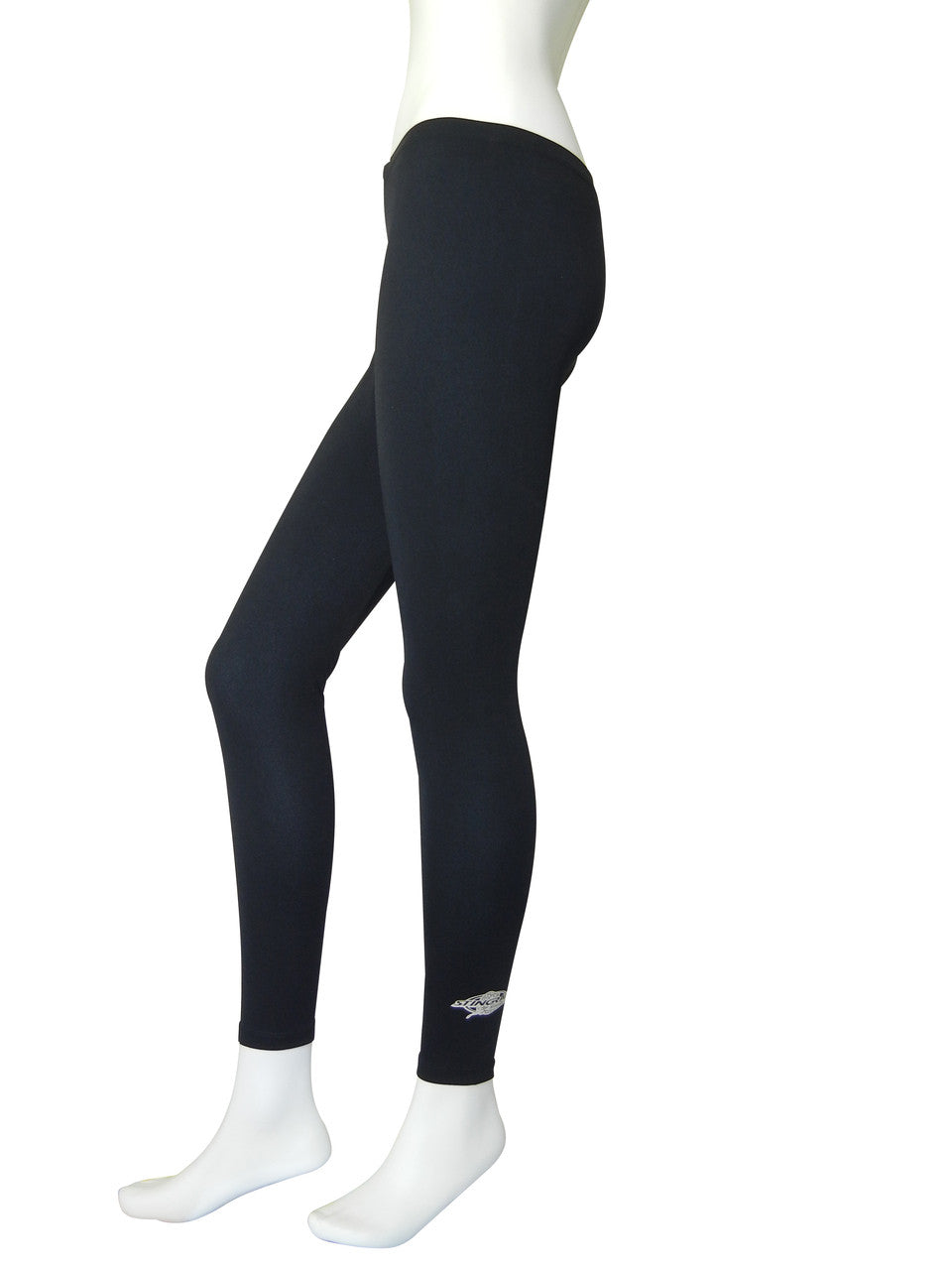 Best black Stingray adult unisex swim leggings with UPF 50+ sun protection, made from chlorine-resistant fabric, featuring an elastic waist for comfort.