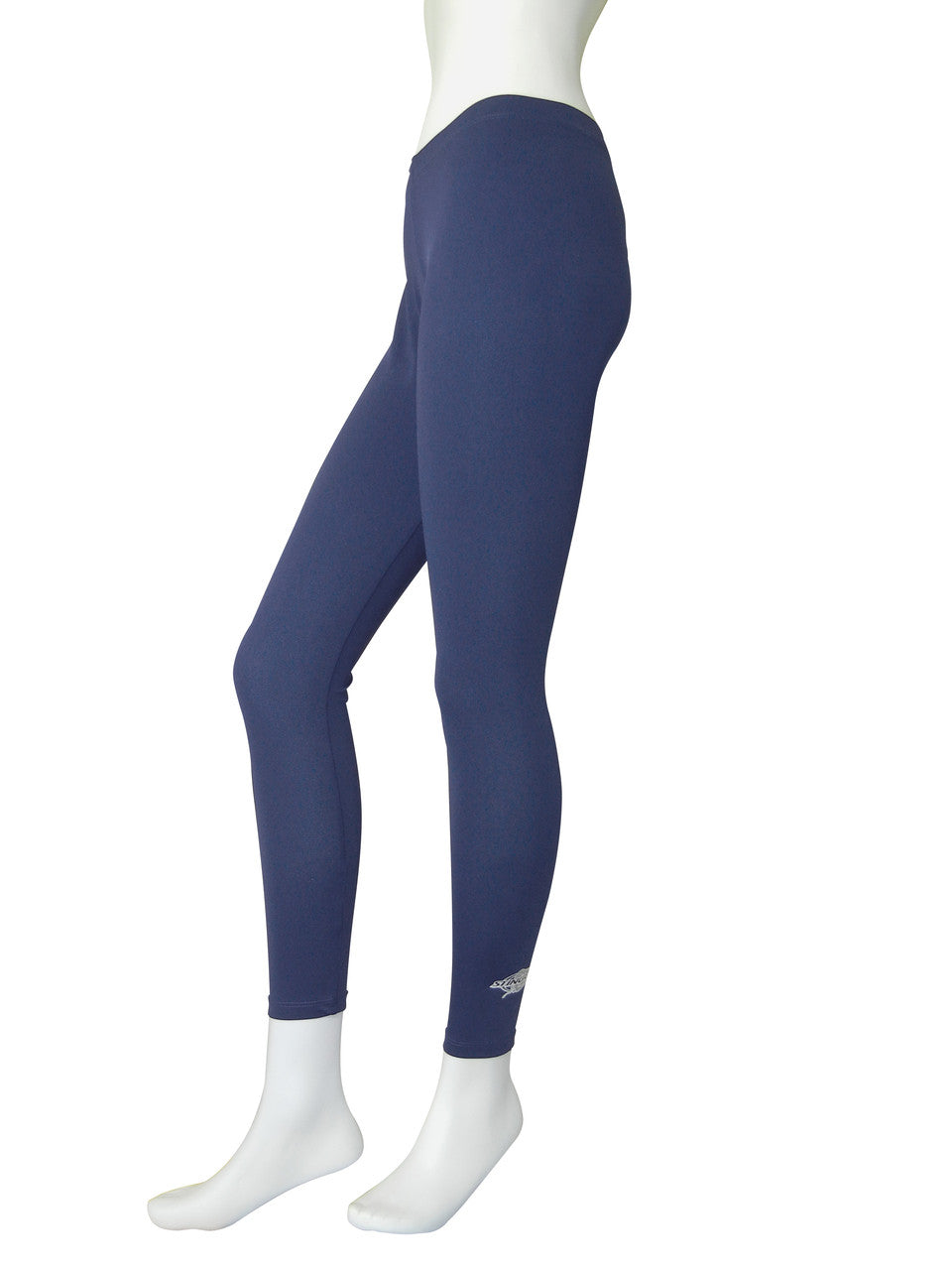 Best navy Stingray adult unisex swim leggings with UPF 50+ sun protection, made from chlorine-resistant fabric, featuring an elastic waist for comfort.