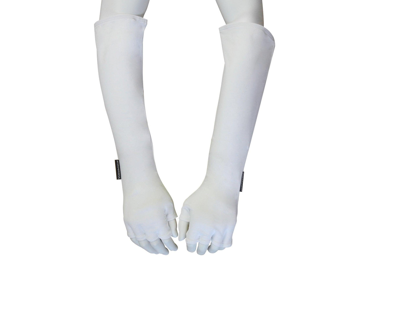 White Stingray Sun Protective Arm Sleeves UPF 50+, offering lightweight, breathable, and full-coverage sun protection for outdoor activities.