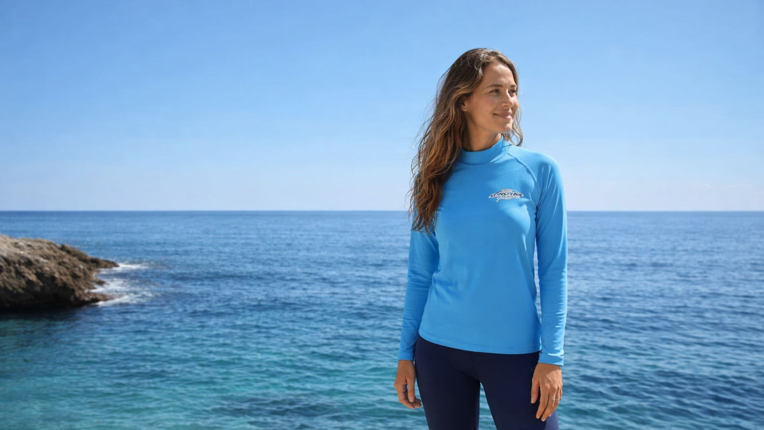 Woman wearing a UV protective top