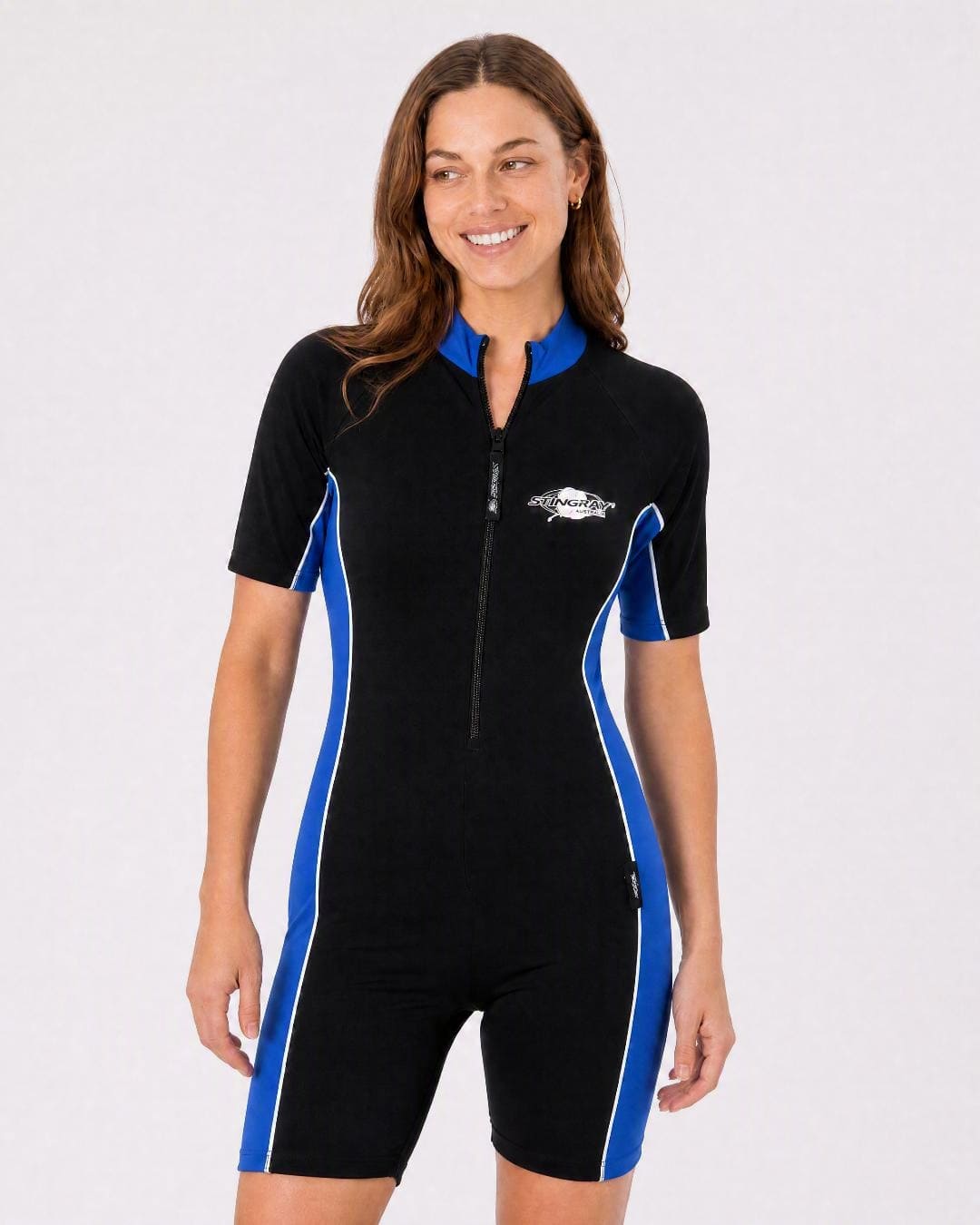 Womens Short Sleeve UV Sunsuit UPF 50+ - Black Blue