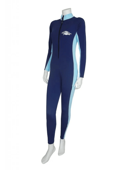 Best navy and aqua Stingray unisex full-body stinger sunsuit with UPF 50+ sun protection. This swim suit offers full-body coverage with durable chlorine-resistant fabric.