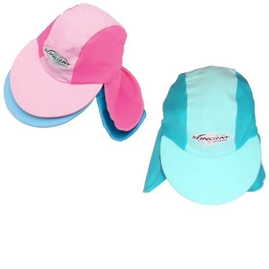 Best Stingray Baby & toddler Legionnaire Cap with UPF 50+ sun protection, featuring a protective neck and face flap made from chlorine-resistant fabric.