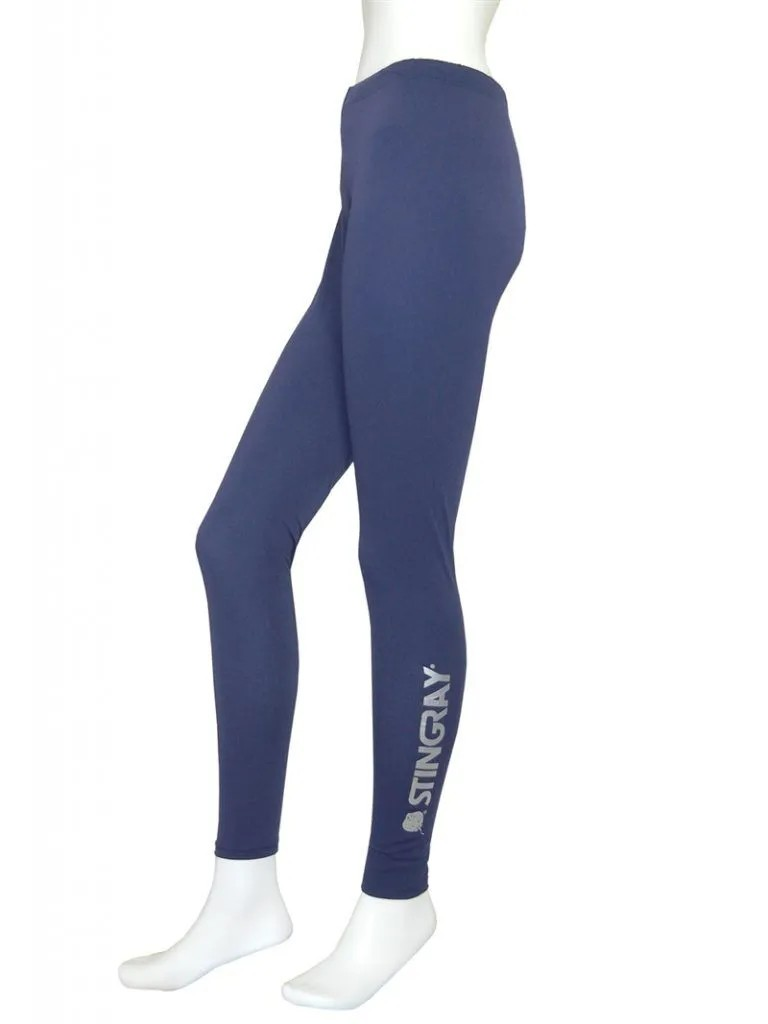 Navy Stingray Women's Swim Leggings with drawstring and inside pocket, offering UPF 50+ sun protection.